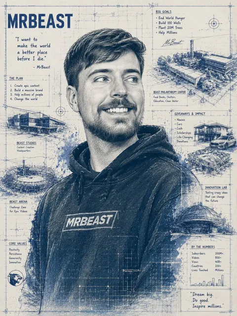 Legendary football icon architectural blueprint portrait