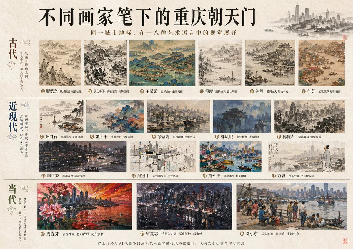 Eighteen masters paint chaotianmen — Sonra