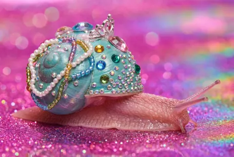 Holographic gemstone snail