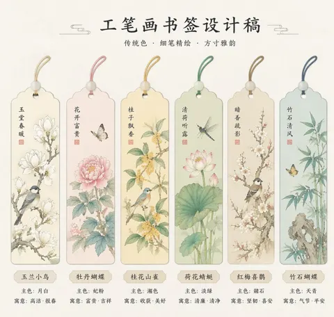 Stunning gongbi bookmarks