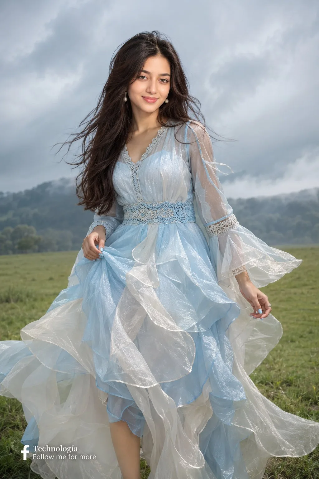 Sri lankan woman editorial blue ivory dress — Sonra