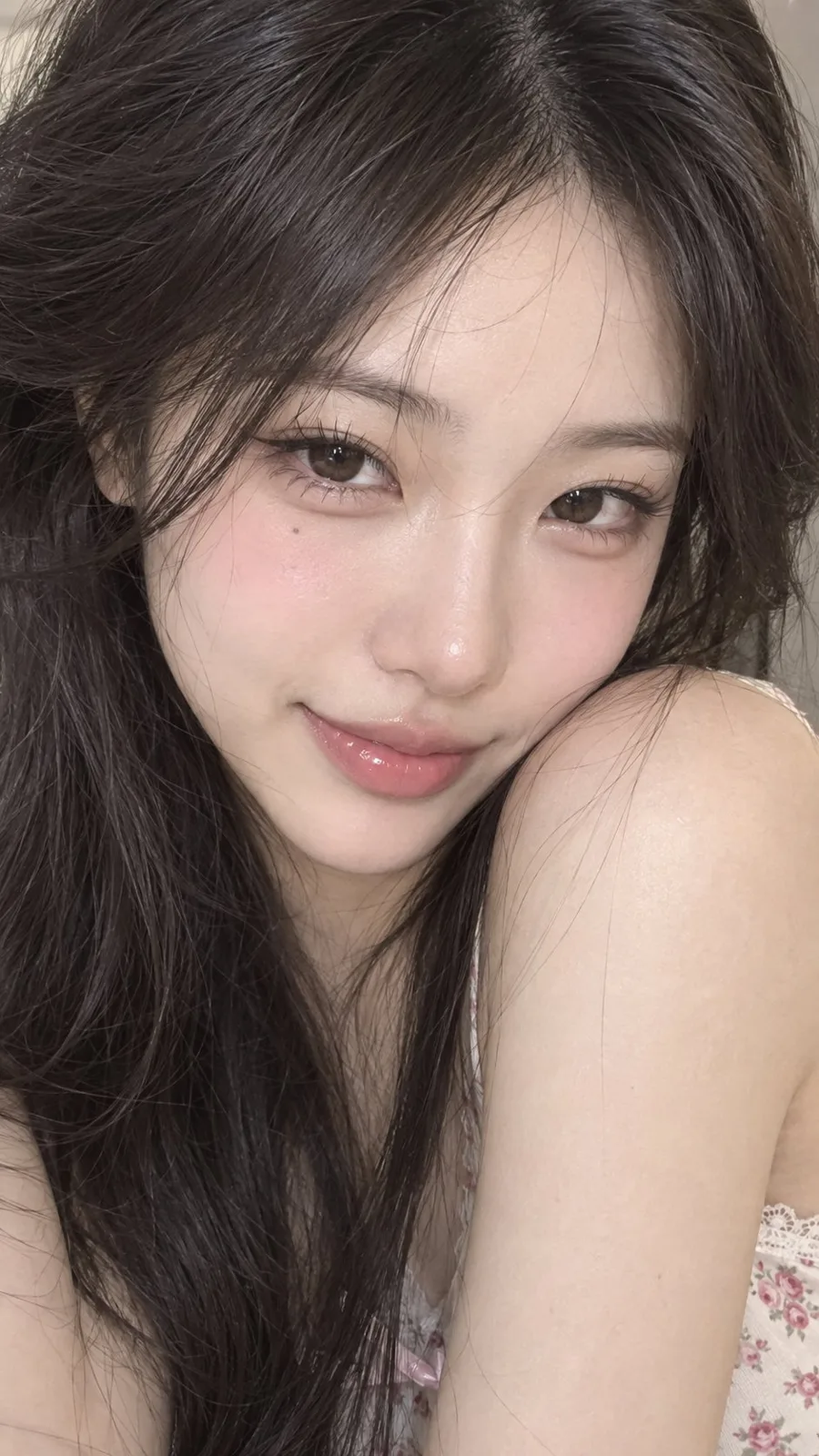 Photorealistic beauty portrait east asian woman cat face — Sonra