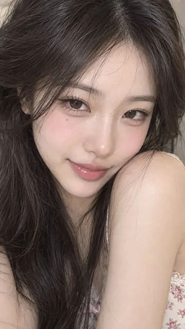 Photorealistic beauty portrait east asian woman cat face