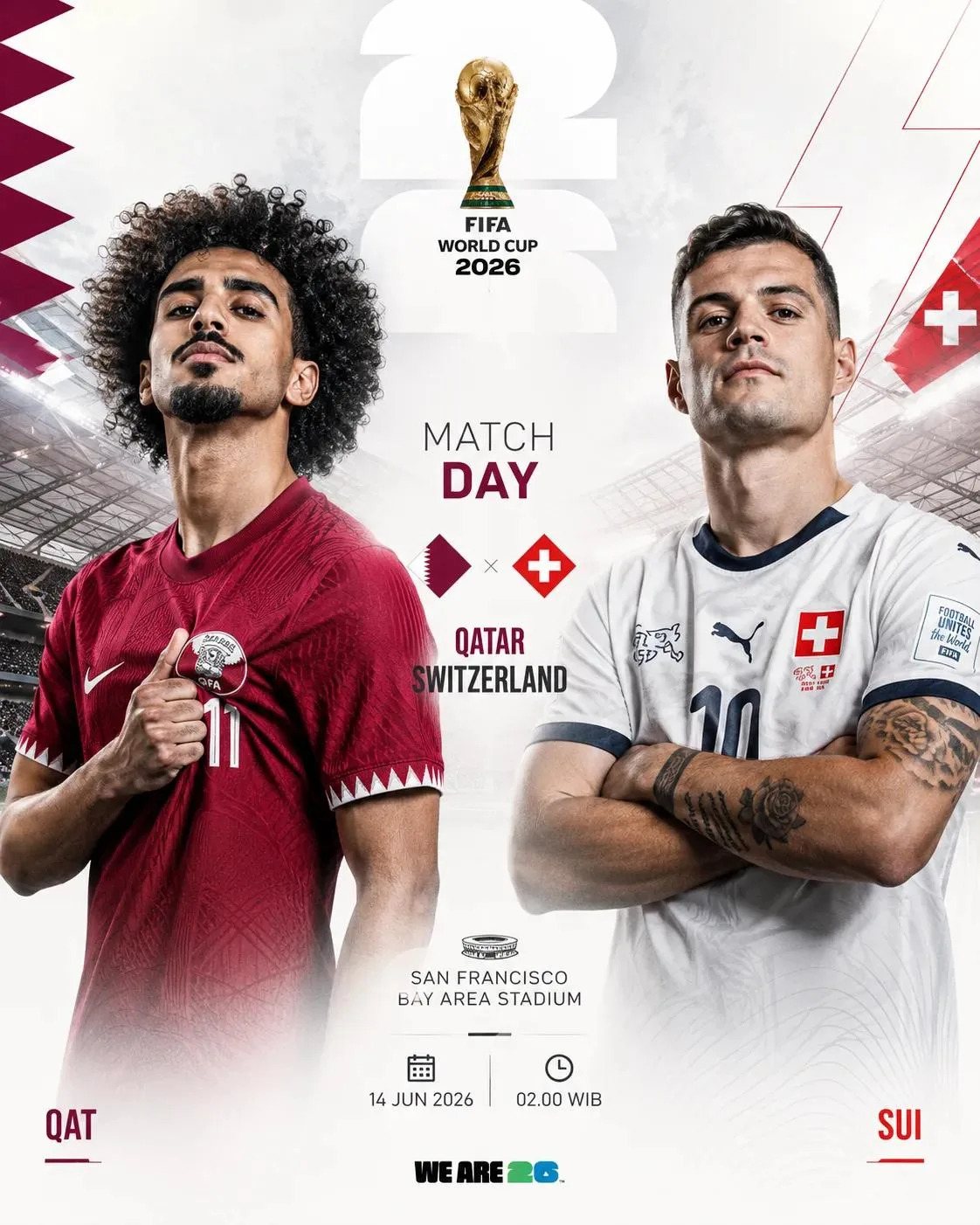 Fifa world cup 2026 qatar vs switzerland promotional poster — After