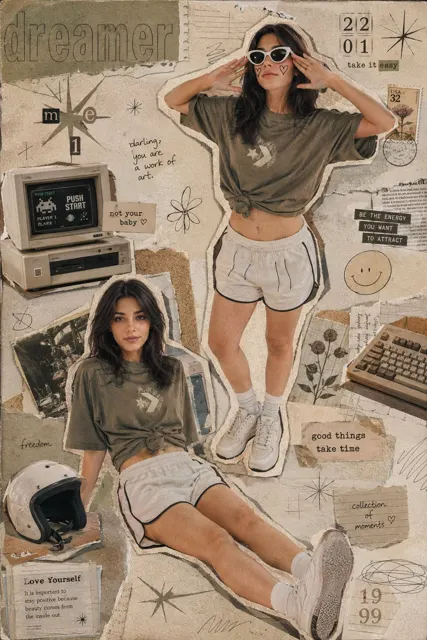 Y2k vintage scrapbook collage poster