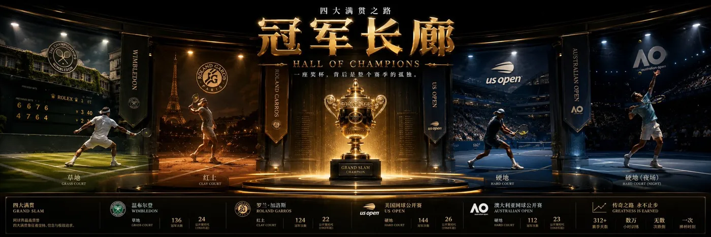 Tennis grand slam champions ultra wide scroll poster — Sonra