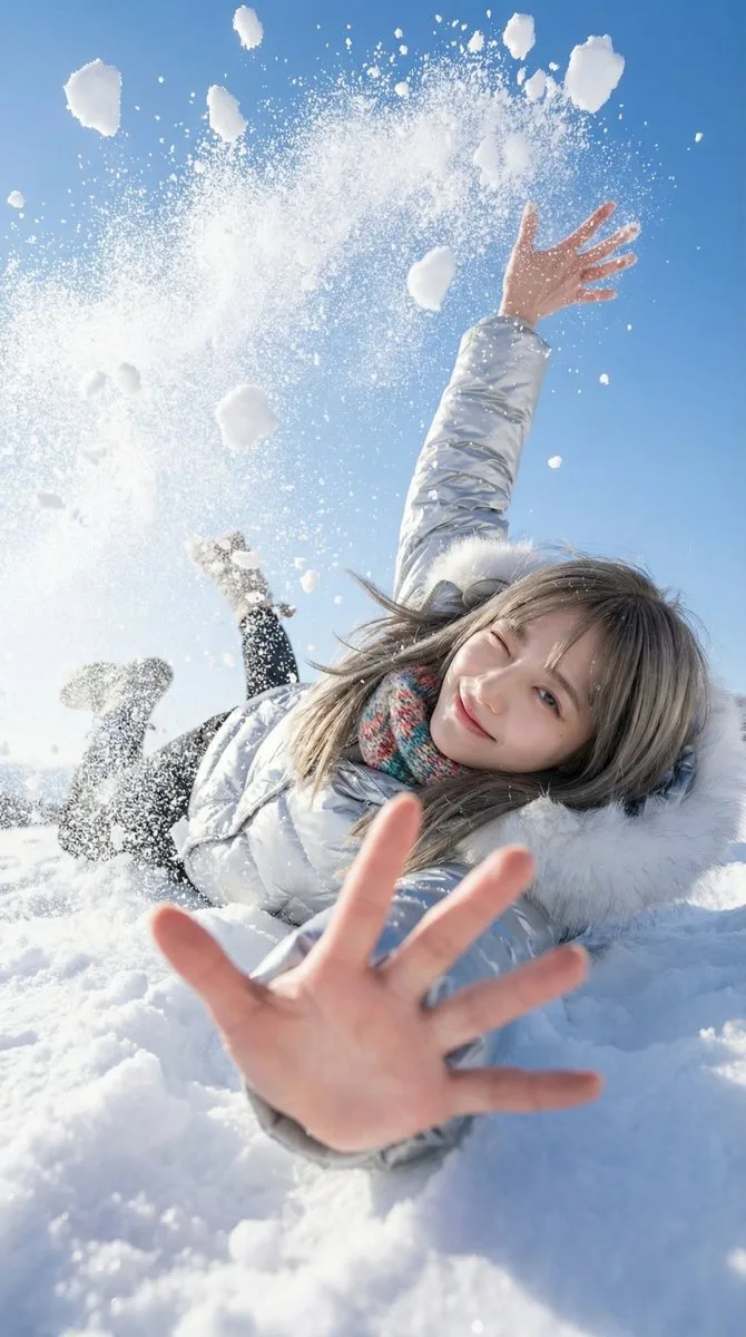 Playful winter backfall shot — After