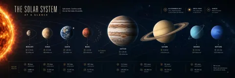 Ultra wide panoramic science explainer visual