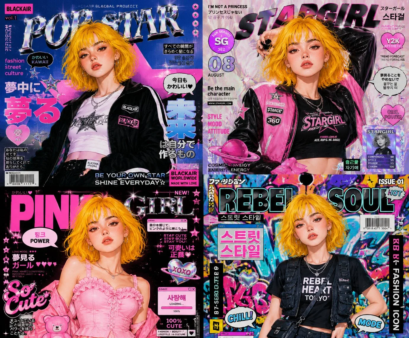 Y2k k fashion magazine collage anime girl — After