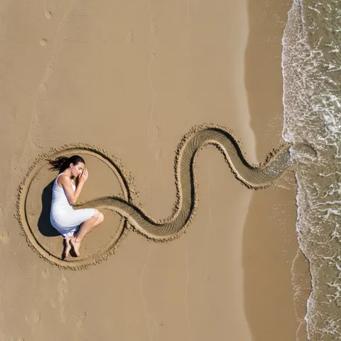 Beach land art sea blood