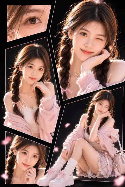 Portrait to cute anime fashion poster collage