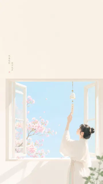 Oriental zen minimalist feminine poster wind chime