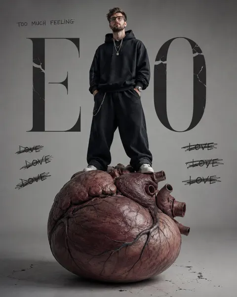 Ultra realistic young man heart conceptual portrait
