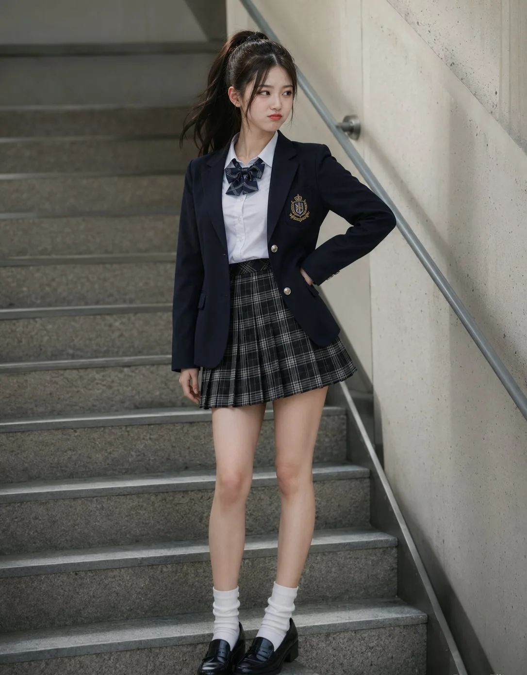 East asian high school girl cohesive photo series — After