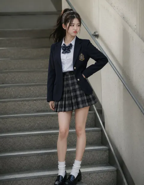 East asian high school girl cohesive photo series