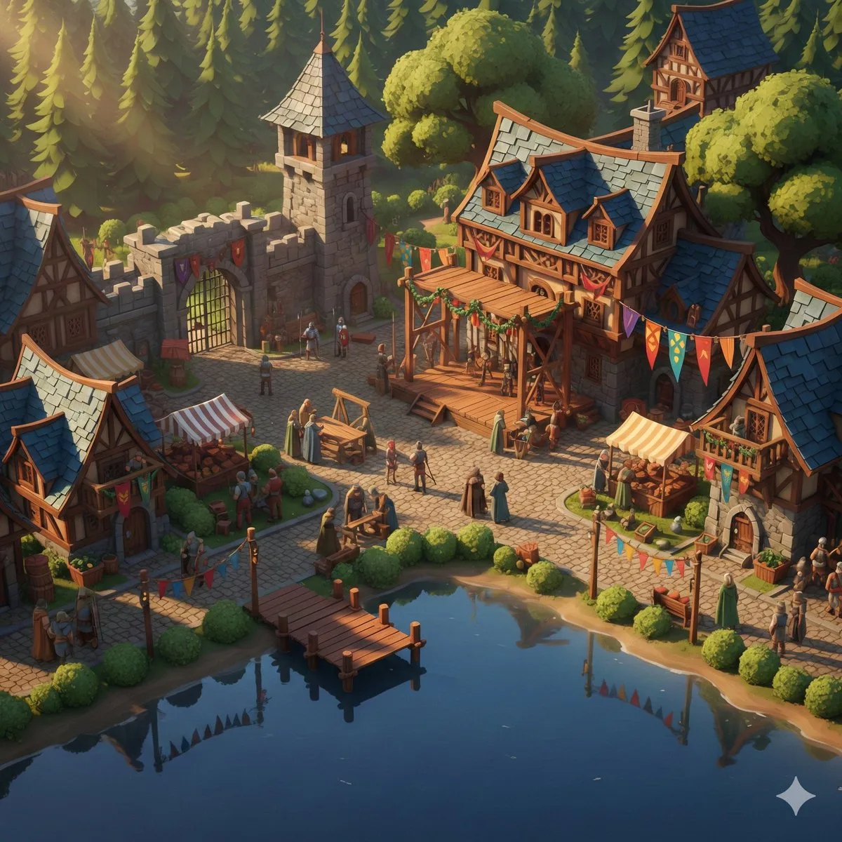 Golden morning fantasy village — Sonra