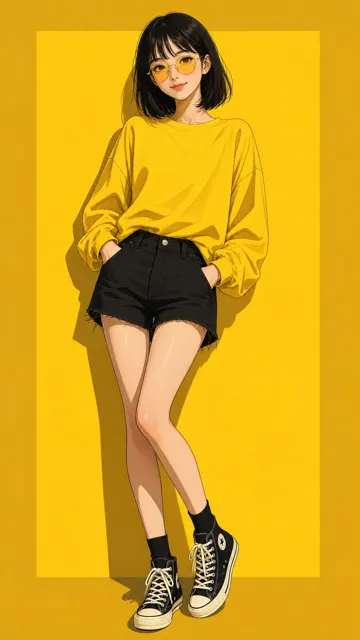 Anime style fashion yellow illustration