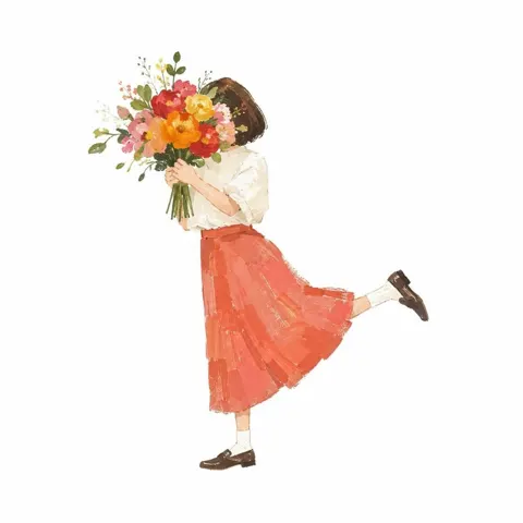 Playful me and something gouache illustration