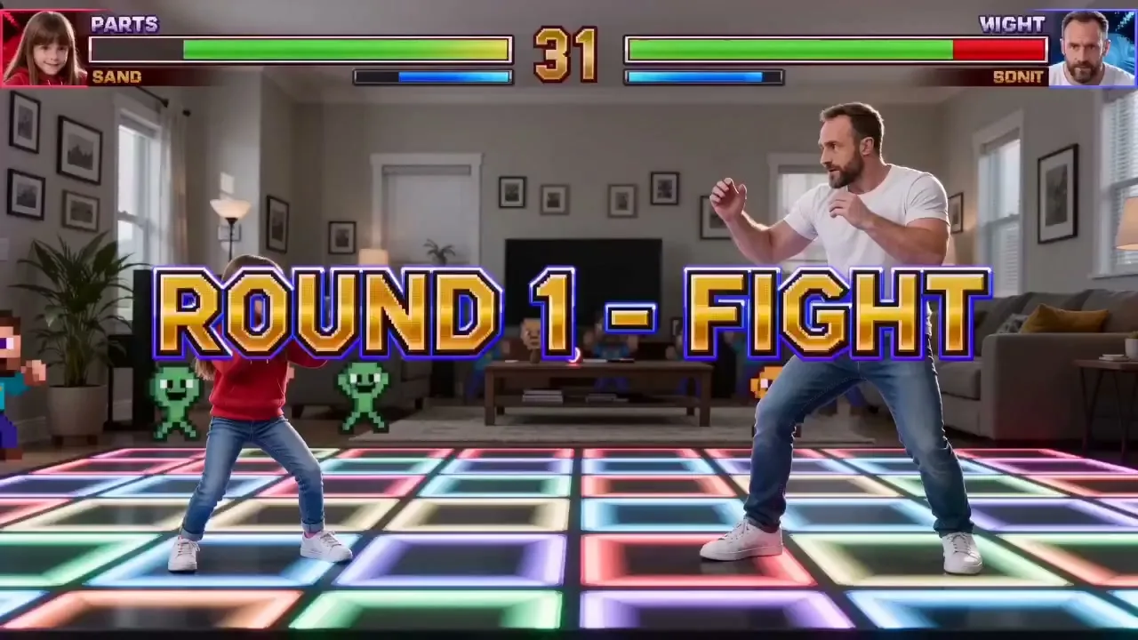 Father daughter living room street fighter — Sonra