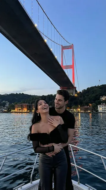 Bosphorus bridge yacht romantic embrace