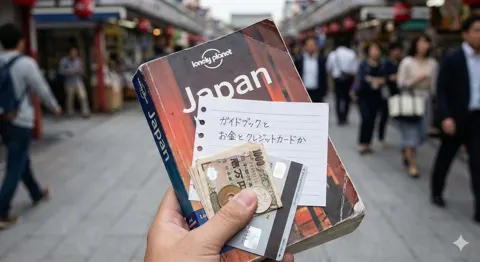 Travel essentials guidebook money card