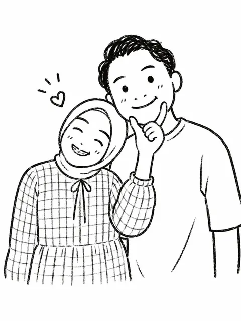 Cute black white hand drawn doodle cartoon illustration