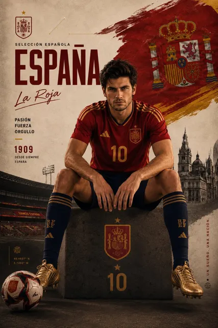 Ultra cinematic spanish football advertising poster