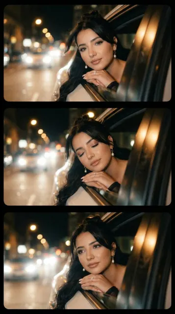 Night drive window micro expressions