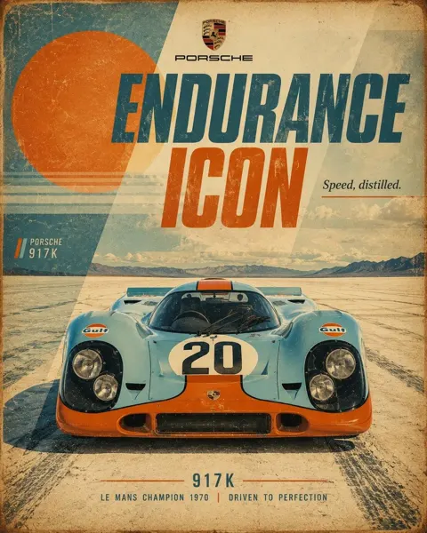 Retro motorsport poster design prompt