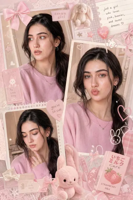 Dreamy pastel pink girl collage aesthetic