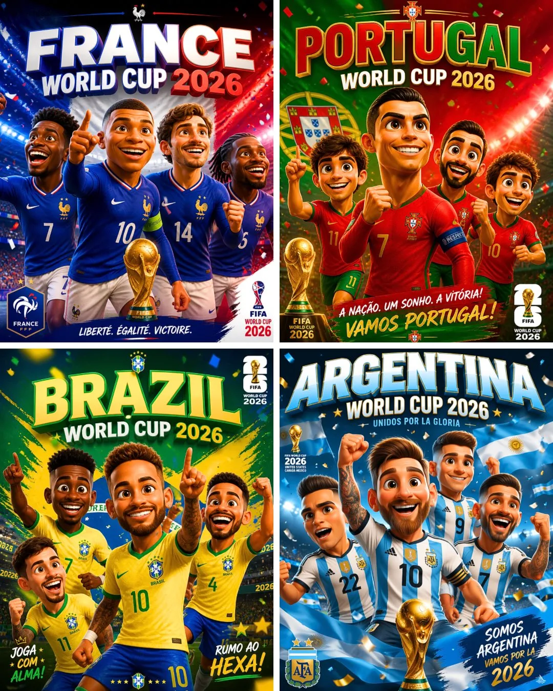 Pixar style 3d cgi world cup 2026 national team poster — After
