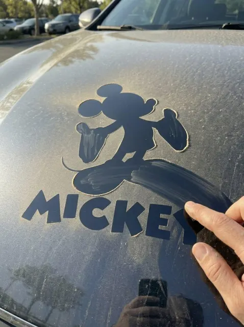 Dust wiped car logo