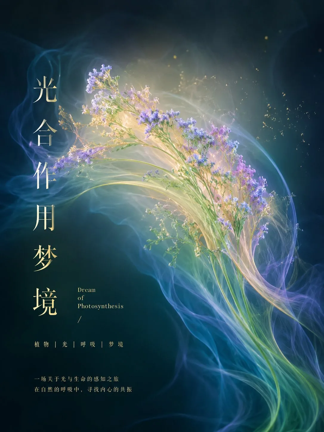 Breathing flowers digital art exhibition poster — Sonra