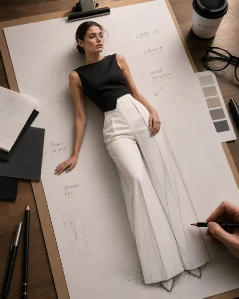 Fashion design sketch model hybrid
