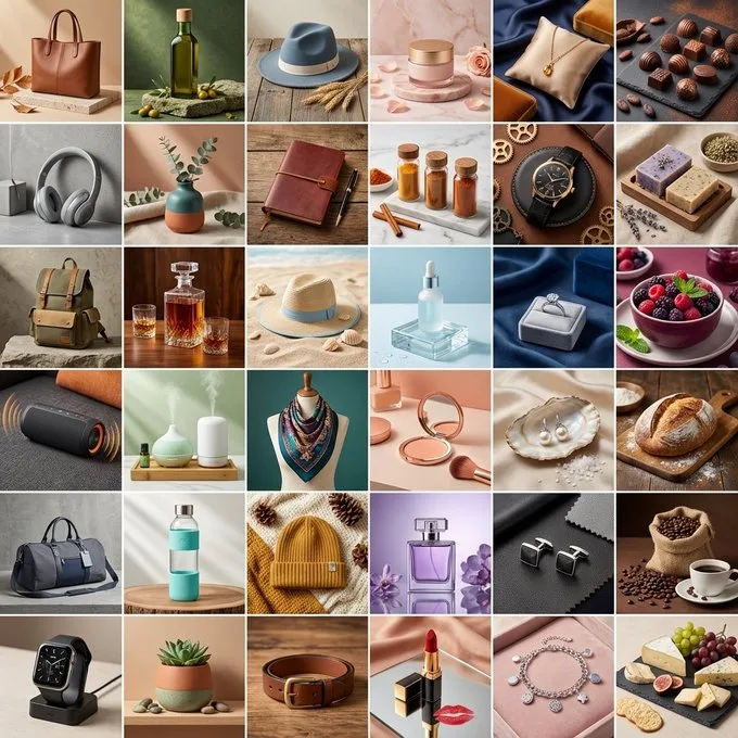 6X6风格和质量各异的产品图 — Sonra