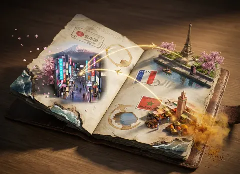 Passport stamps 3d city wonder