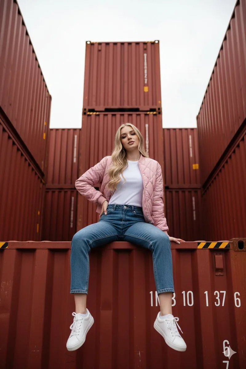 Industrial red blonde cool girl — Sonra