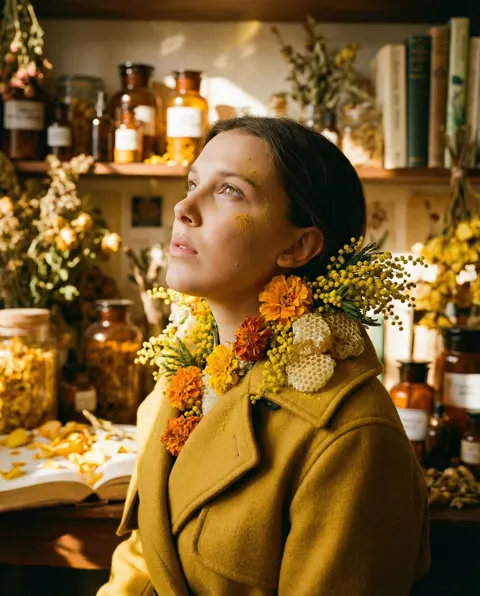Saffron atelier surreal golden side profile
