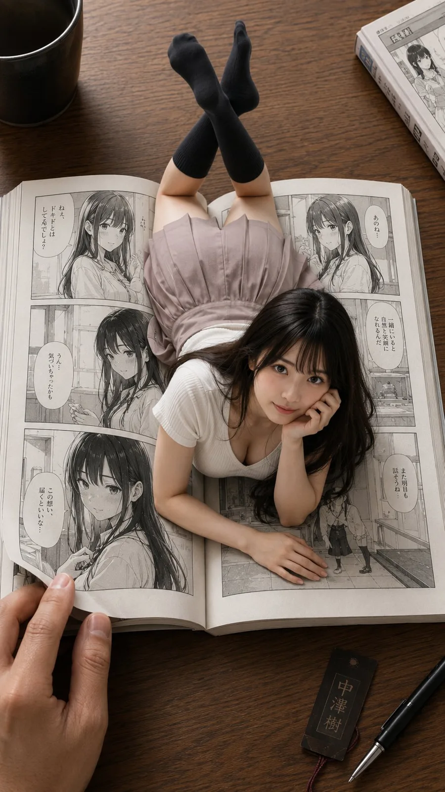 Manga to reality 3d character top down photography — After