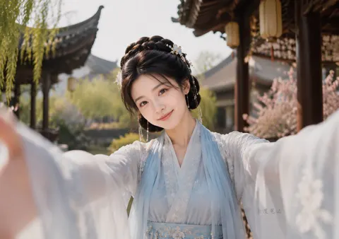 Hyper realistic oriental ancient style selfie portrait