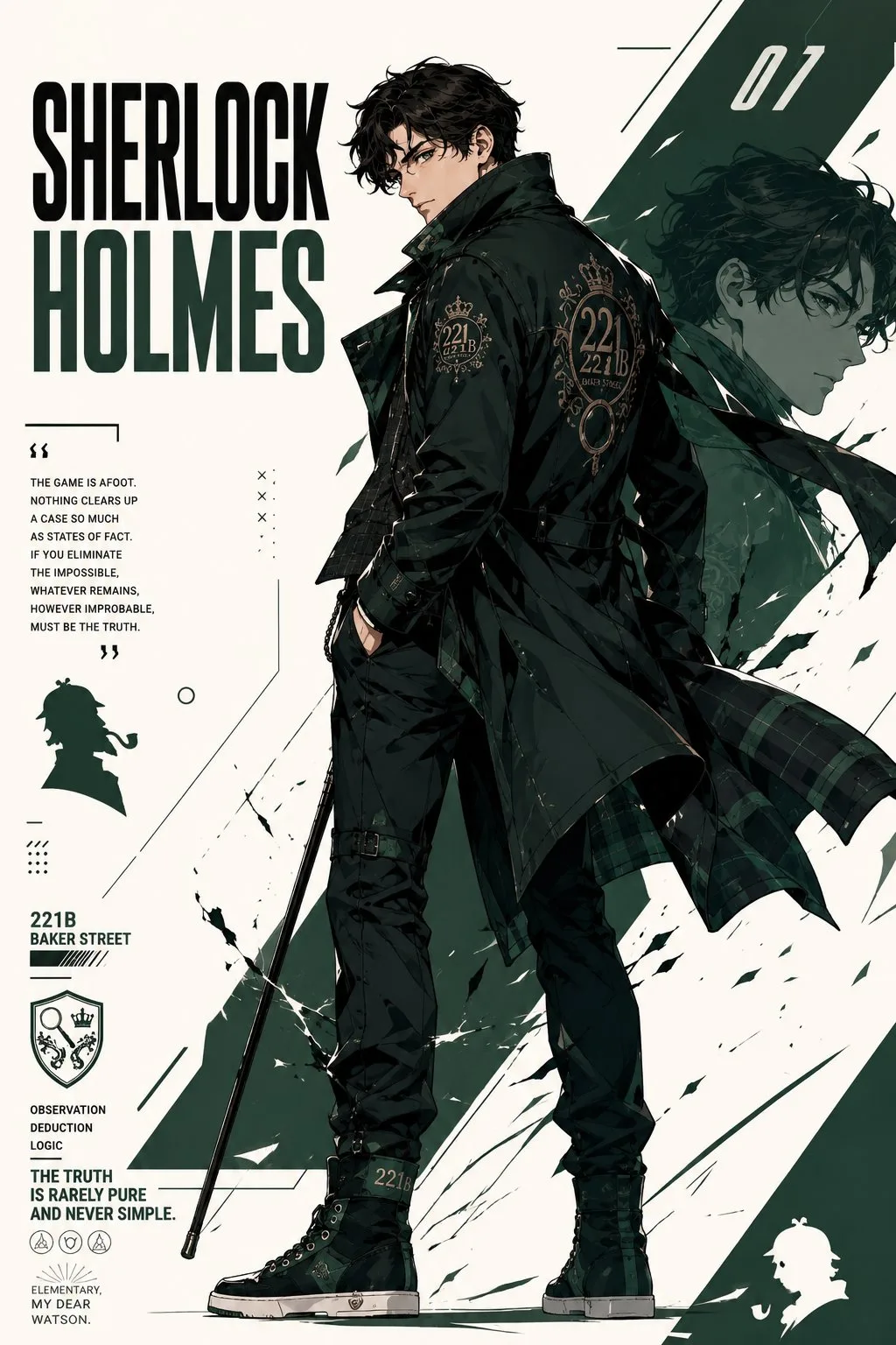 Sherlock holmes jack sparrow futuristic streetwear anime poster — After