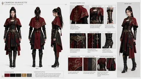 Oriental fantasy warrior costume design breakdown