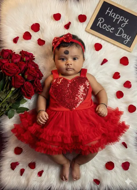 Romantic rose day baby portrait
