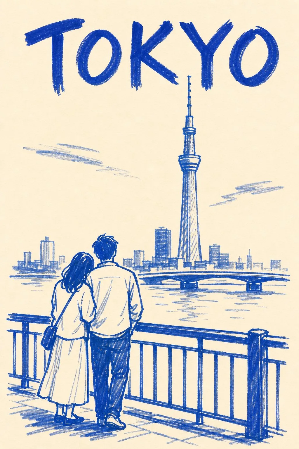 Tokyo minimalist marker pen travel poster — After