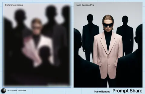 Pink suit dark silhouettes