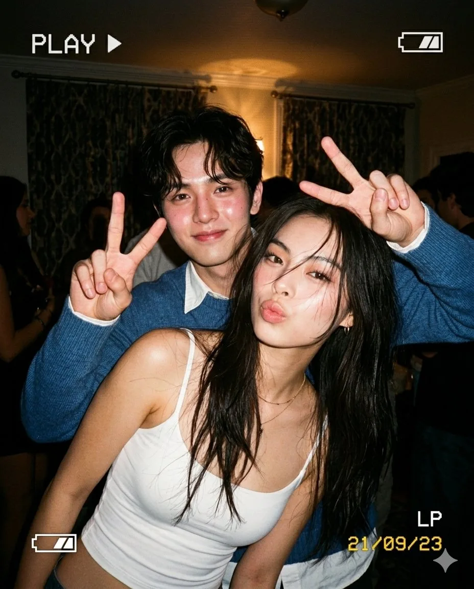 Millennial party candid retro camera effect — After