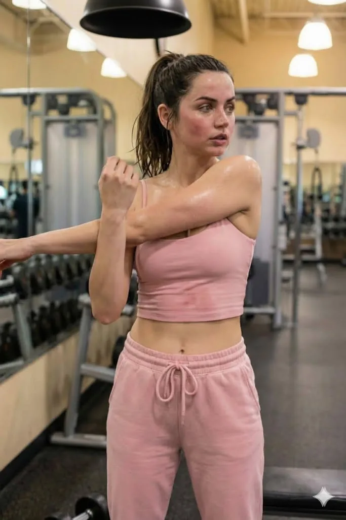 Gym pink girl stretching — Sonra