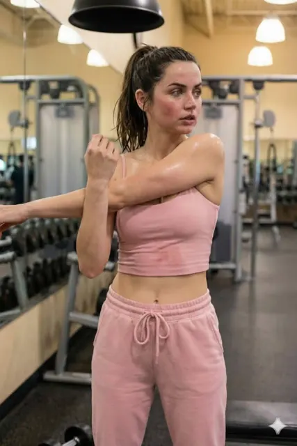Gym pink girl stretching