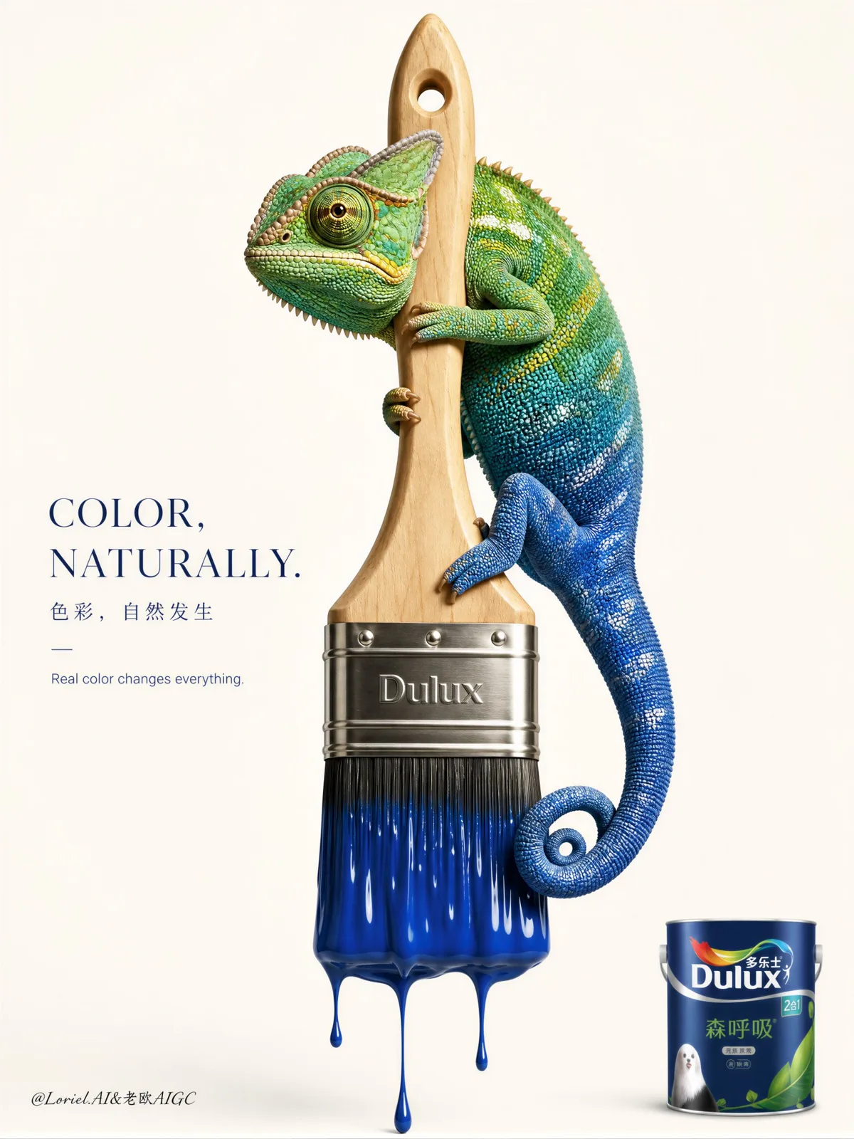 Dulux premium advertising poster chameleon paintbrush — Sonra
