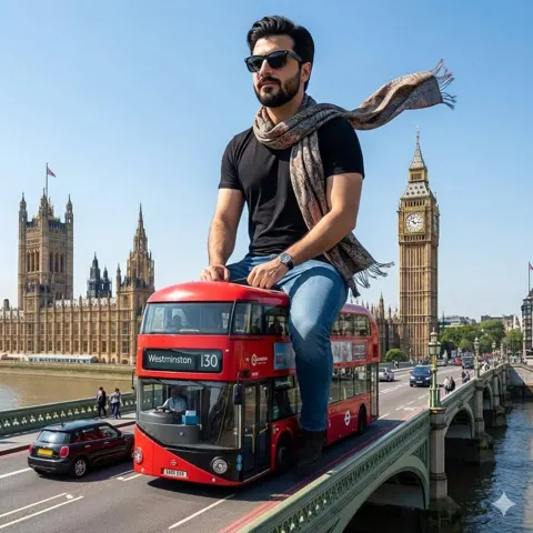 Giant man mini bus london